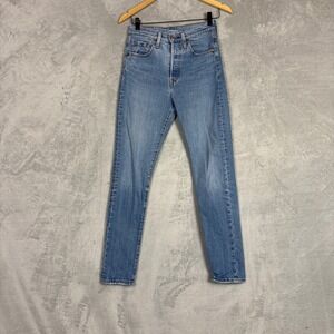 Levi's 501 Skinny Jeans Womens Light Wash Blue High Rise Button Fly